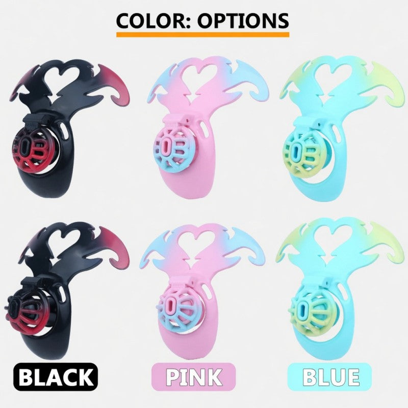 Black, pink and blue Succubus Heart ABS cage color options