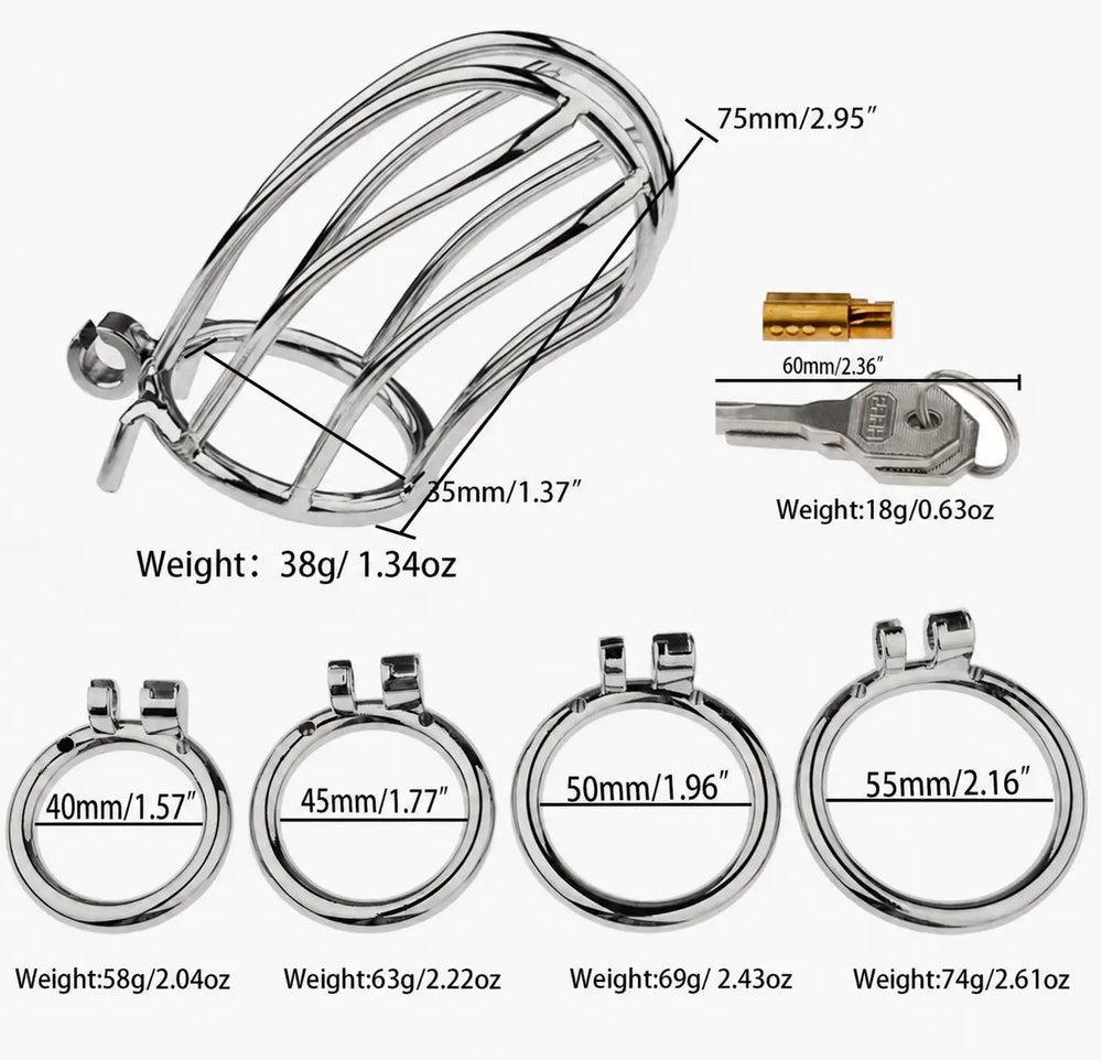 Integrated-lock Siebe Bonnet cage measurement diagram with lock, keys and 40–55 mm ring options
