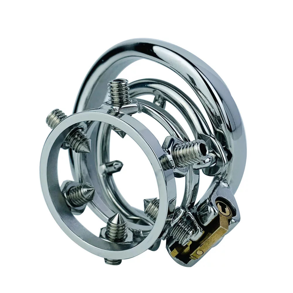 Polished steel thorn cage with integrated locking point