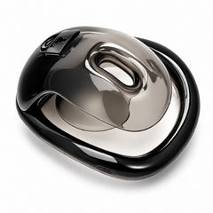 Transparent black shield chastity cage angled view