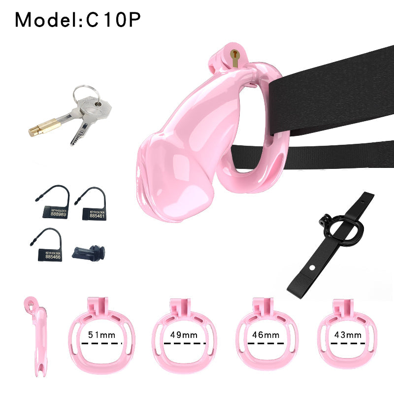 Transparent C10T resin labia chastity lock with rings and keys