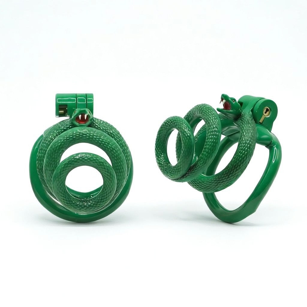 Snake-Style Spiral Resin Chastity Cage | 42–52 mm Rings