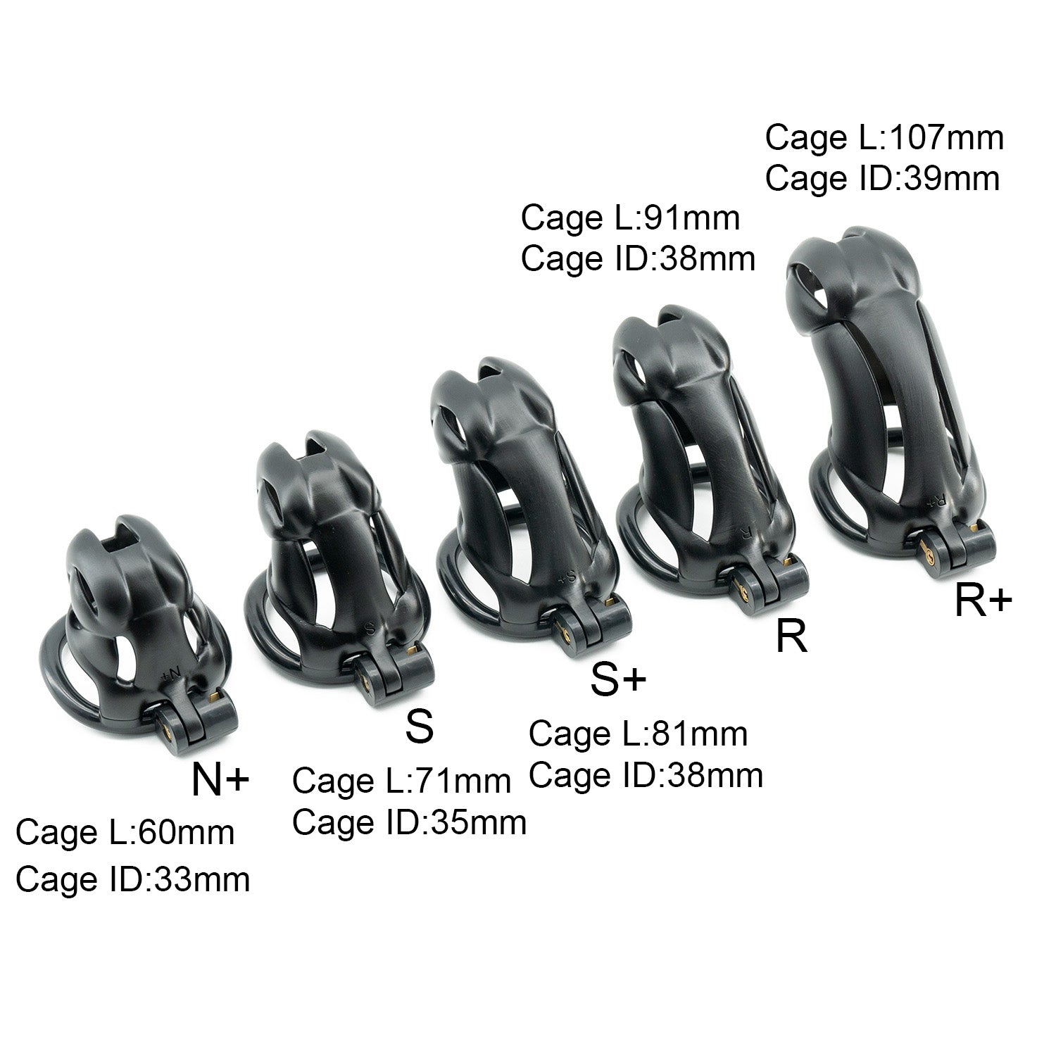 Viper N+ S S+ R and R+ cage length and diameter chart
