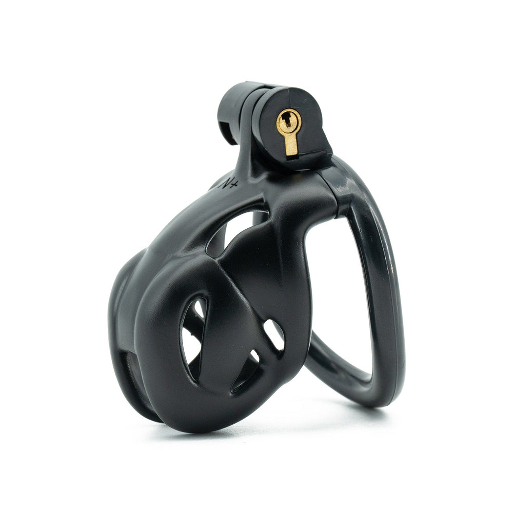 Black Viper snake-head resin chastity cage with integrated lock