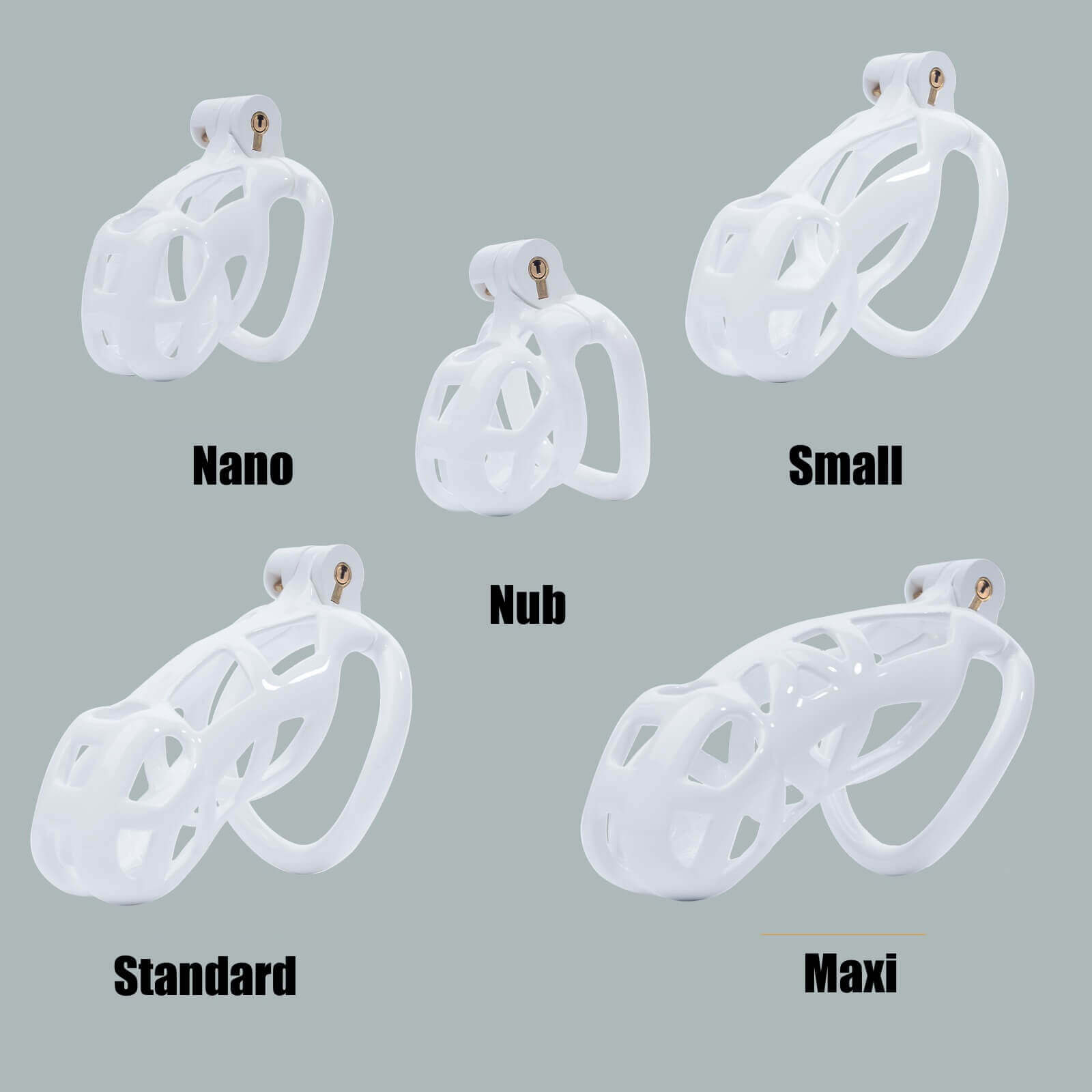 Nano White Cobra Male Chastity Cage With 4 Rings