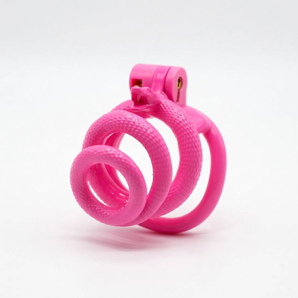 White hand-painted snake-style chastity cage